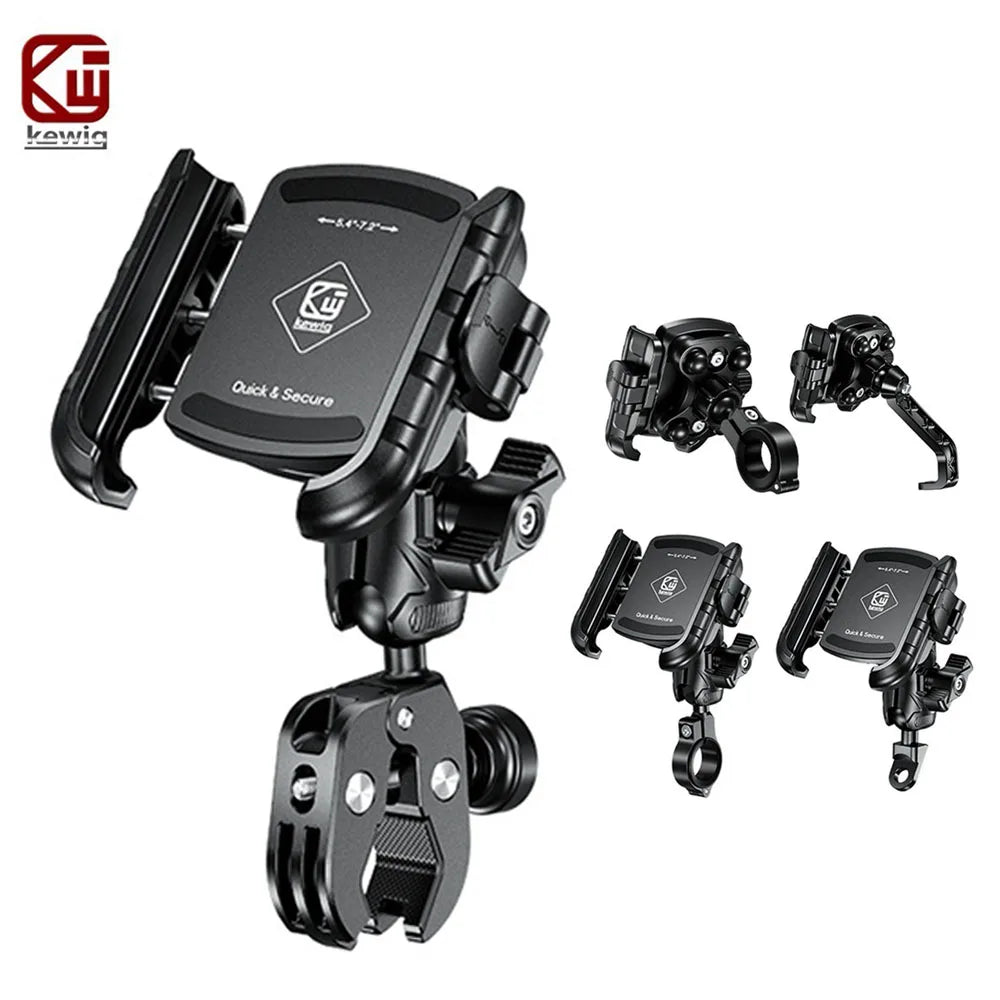 Aluminum Anti-Vibration Motorcycle Phone Mount Holder 1S Lock Camera Friendly Anti-Theft Handlebar for Bike Bicycle Scooter ATV