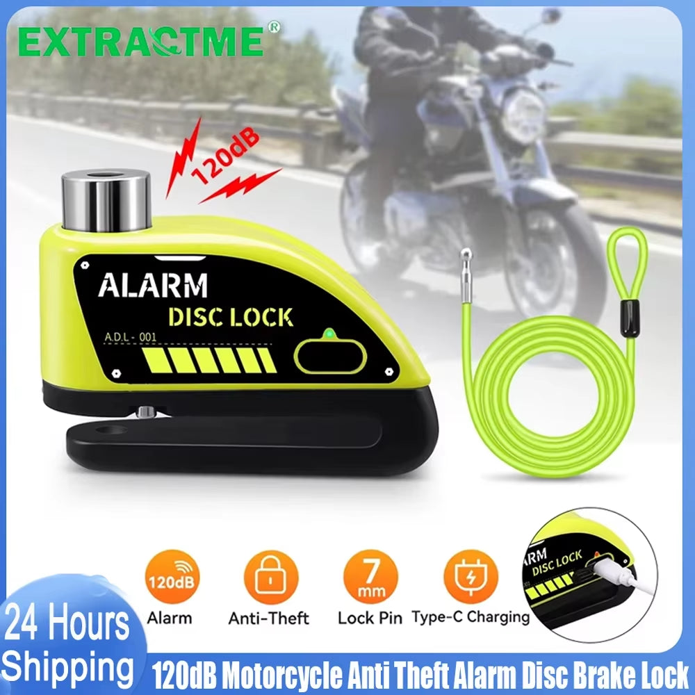 Motorcycle Alarm Disc Brake Lock Security Moto Wheel Disk Padlock Waterproof 110Db Loud anti Theft Alarma Motocicleta