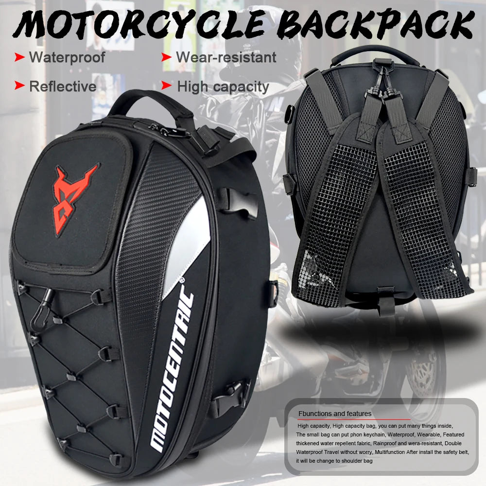 Waterproof Motorcycle Tail Bag Multifunction Motorcycle Rear Seat Bag High Capacity Motorcycle Bag Rider Backpack