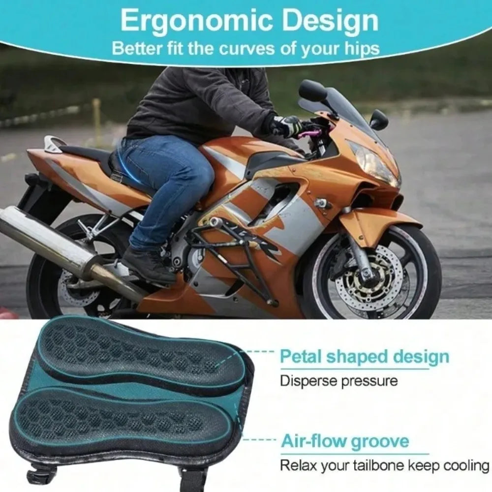Motorcycle Seat Cushion 3D Honeycomb Gel - Universal Breathable Pad, Anti-Slip & Shock-Absorbing for Harley/Honda/Yamaha