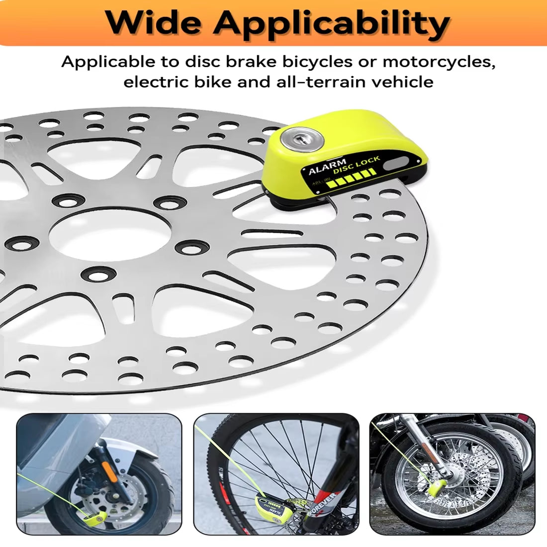 Anchtek Motorcycle Alarm Disc Brake Lock Security Moto Wheel Disk Padlock Waterproof 110Db Loud anti Theft Alarma Motocicleta