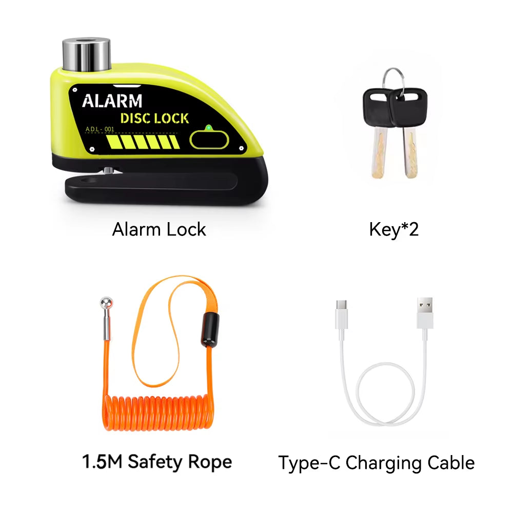 Motorcycle Alarm Disc Brake Lock Security Moto Wheel Disk Padlock Waterproof 110Db Loud anti Theft Alarma Motocicleta